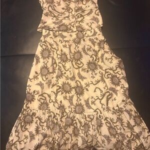 House of Harlow 1960 Cream and Brown Floral Maxi Dress